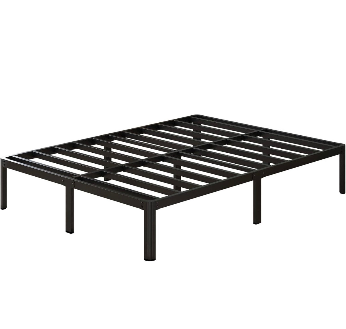 Small Double Bed Frame 30.5 cm High with Rounded Corner Legs, Heavy Duty Metal Bed Frame 4ft with Steel Slats Support, Storage Space Underneath, Noise Free, Easy Assembly, Black