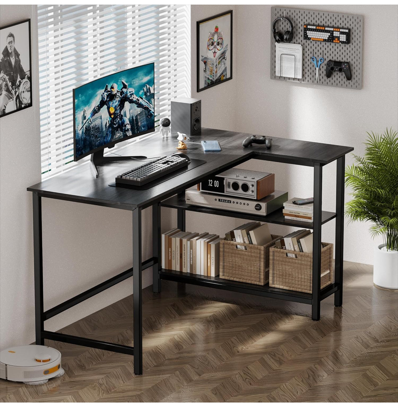L Shaped Desk, 110x80cm Gaming Computer Desk