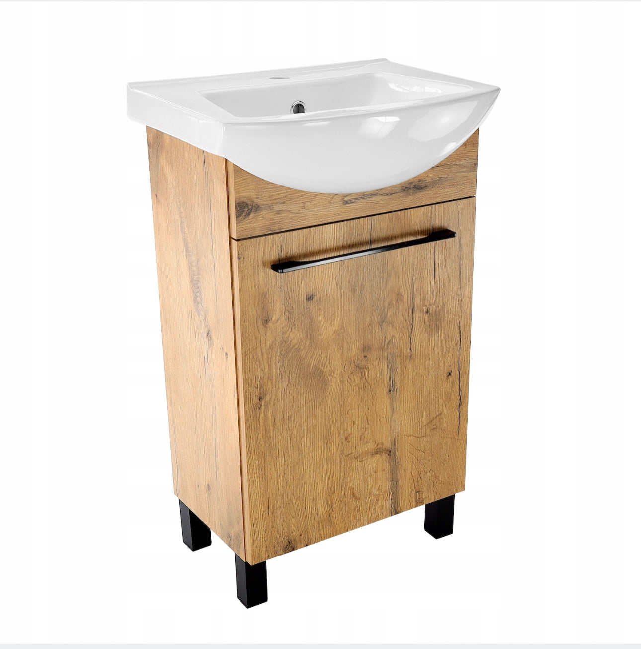 A solid bathroom cabinet with a 50cm washbasin