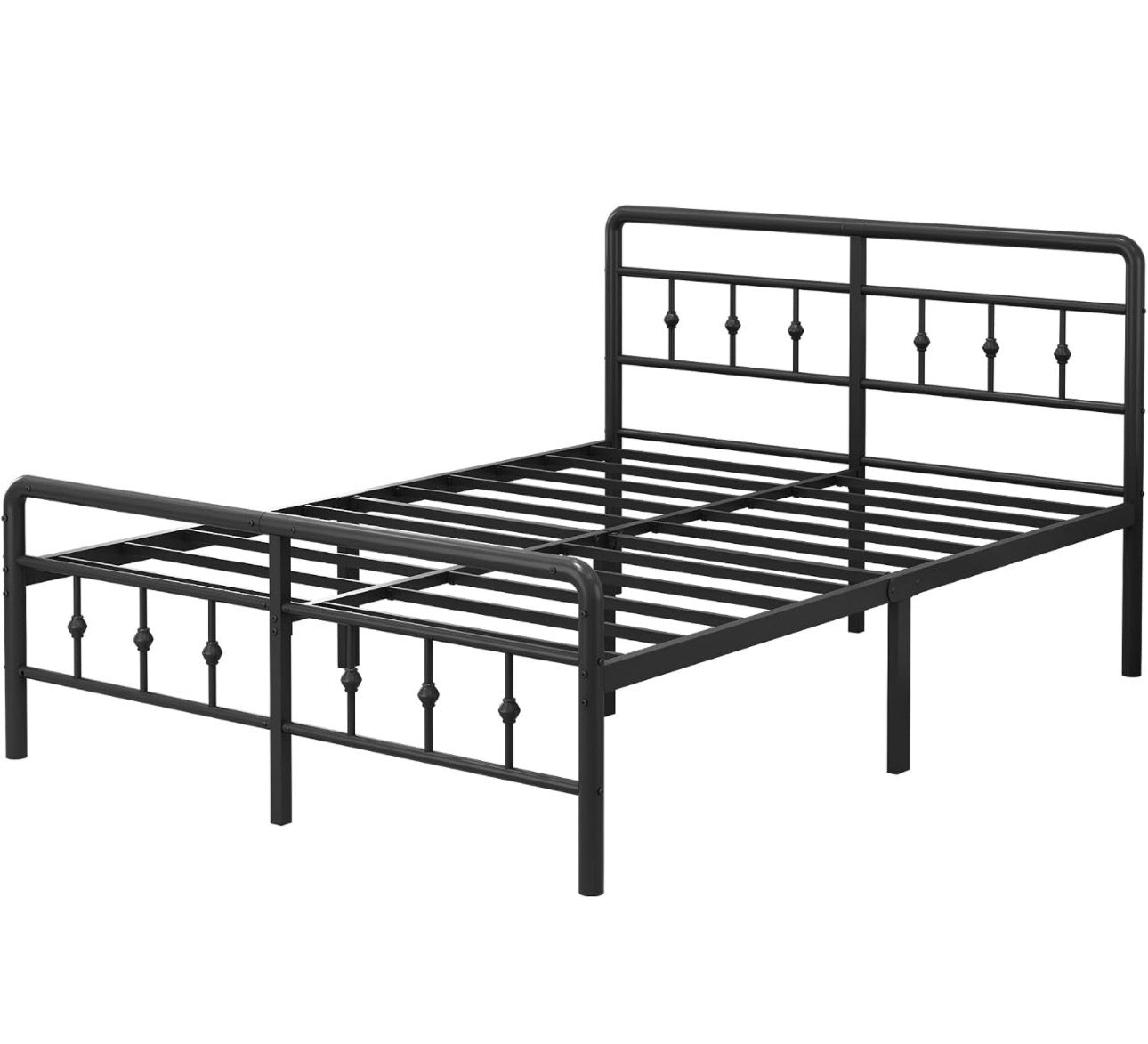 Small Double Bed Frame with Victorian Headboard, 120 x 190 cm, Black
Metal Slat Support, Vintage Style, Matching Footboard, 40cm Underbed Clearance, Easy Assembly, Noise Free