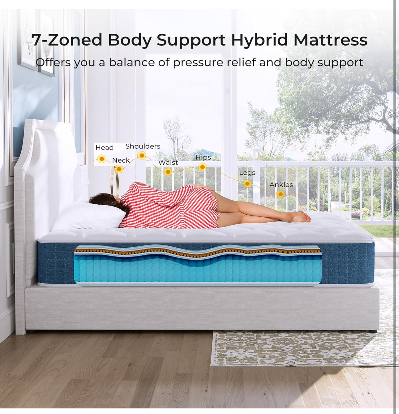 Double Mattress 4FT6 Hybrid Pocket Sprung Memory Foam Mattress.