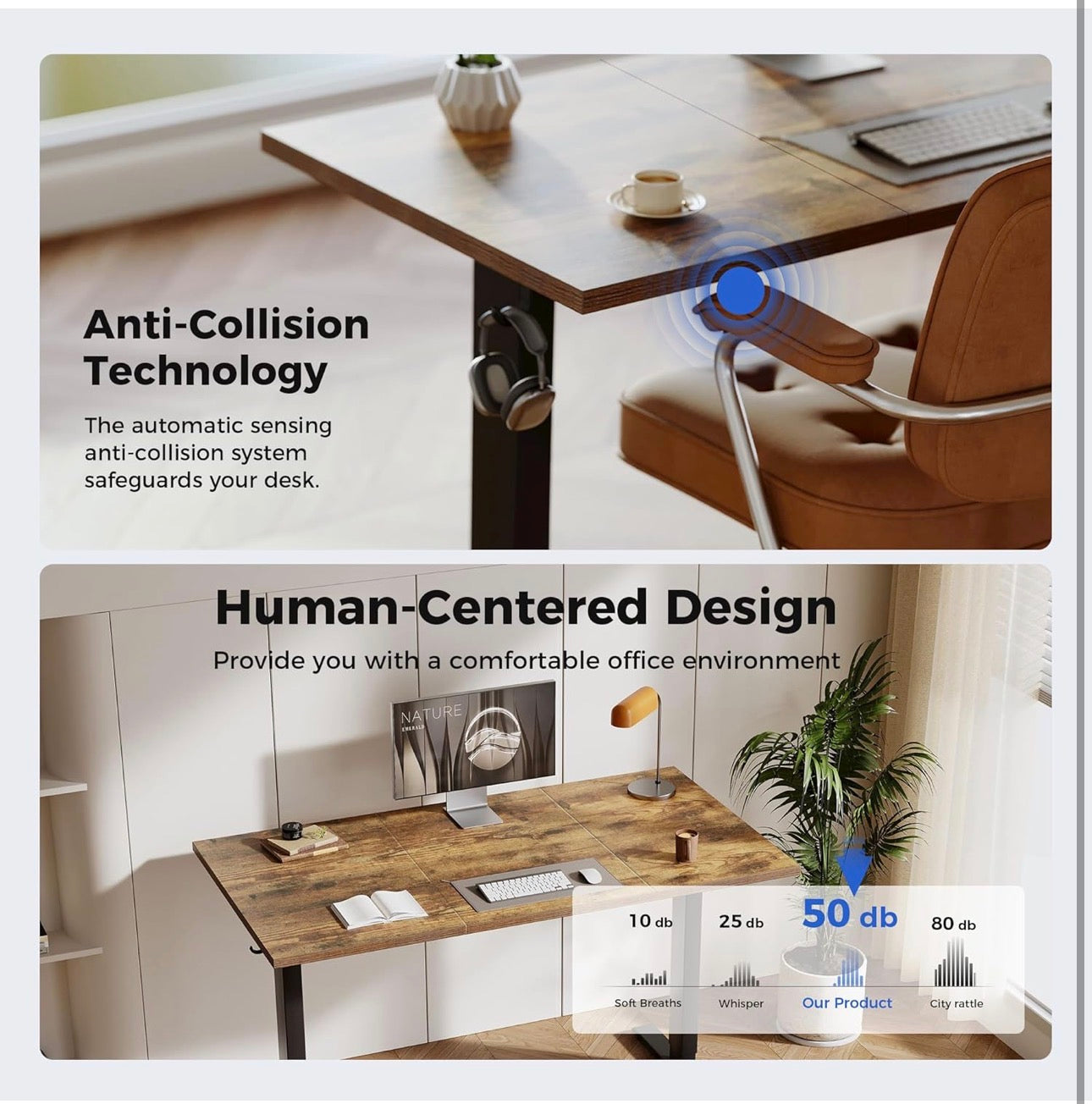Electric Standing Desk, 120 x 60 cm Height Adjustable Sit Stand Desks