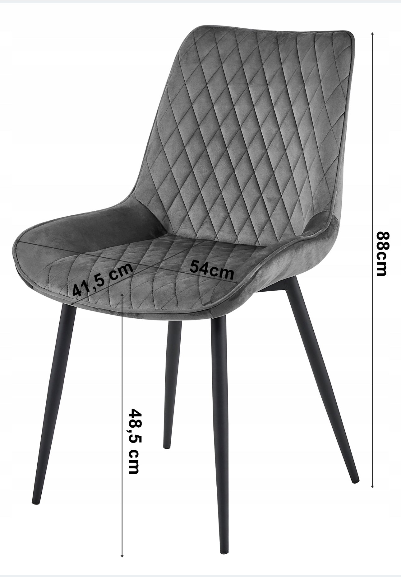 4 x chair dark grey velvet legs black Vero A