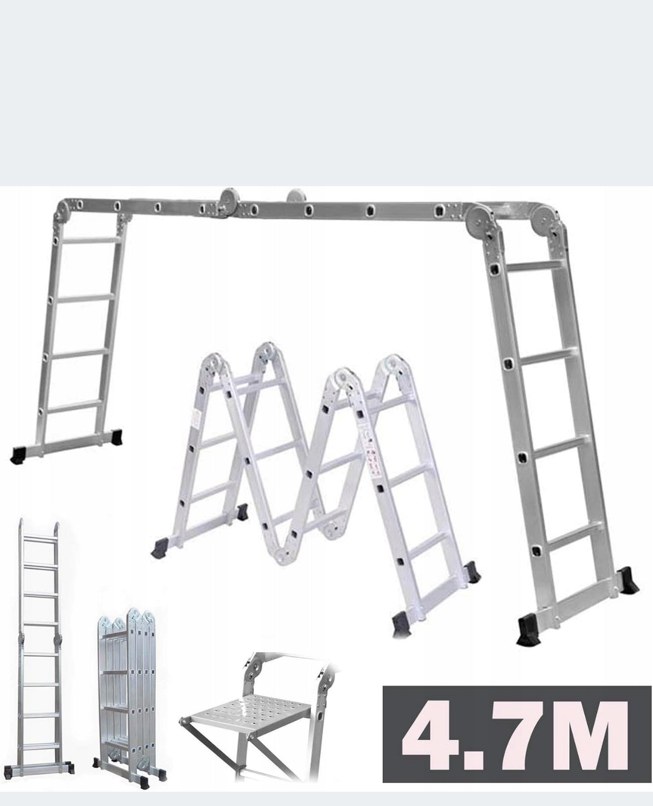 Ladder 4.7 m aluminum 16 to 150 kg