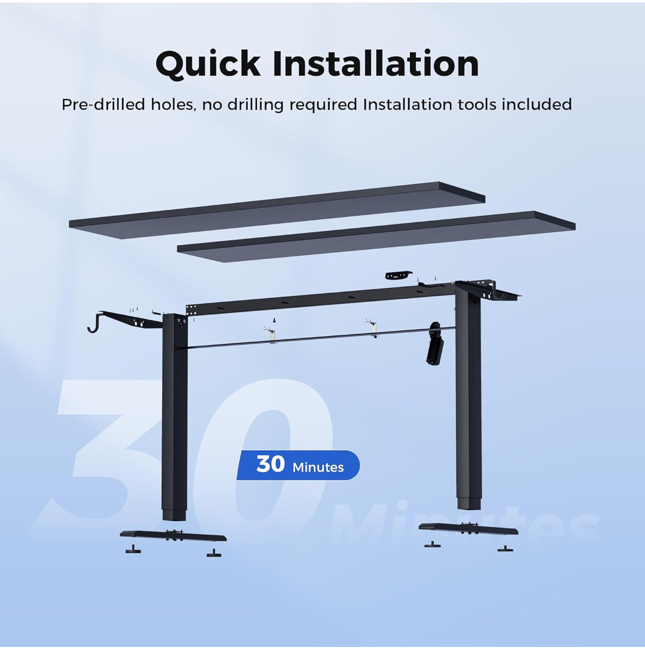 Electric Standing Desk, 100 x 60 cm Height Adjustable Sit Stand Desk with Splice Board