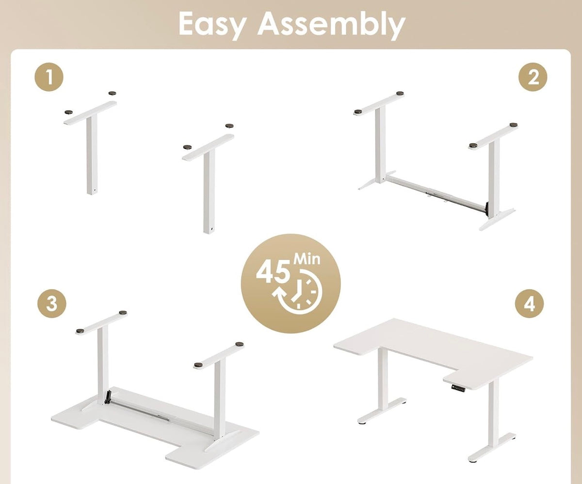 Height Adjustable Desk, U Shaped Standing Desk with 3 Memory Presets
140×70cm Electric Sit Stand Desk, Ergonomic Wrap Around Computer Table, Ultra Quiet Motor for Home Office Living Room, White