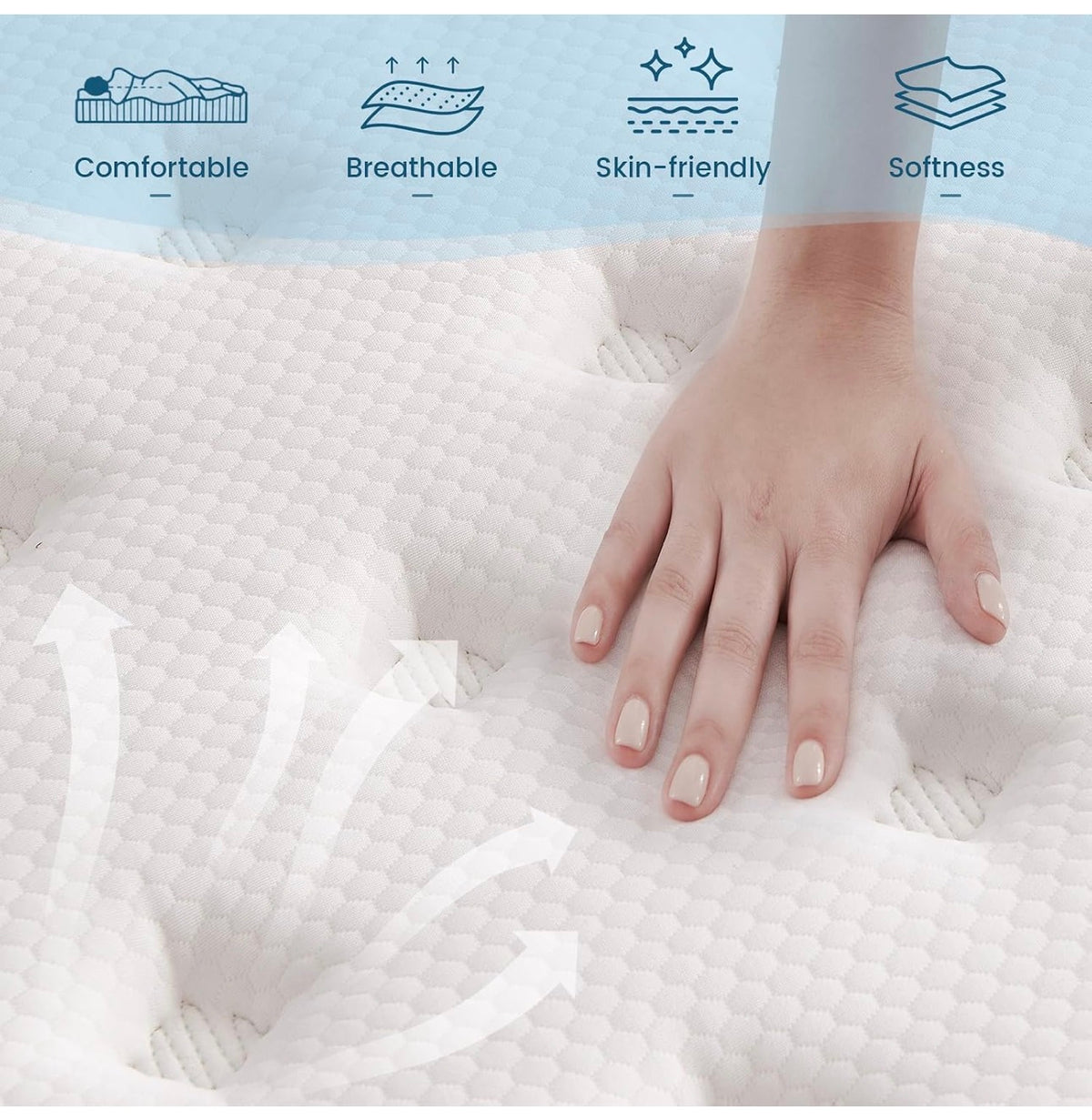 3FT Single Mattress, 10 Inch Memory Foam Hybrid Mattress with Breathable Fabric and Pocket Spring for Motion Isolation, Medium Firm, 90x190x25 cm