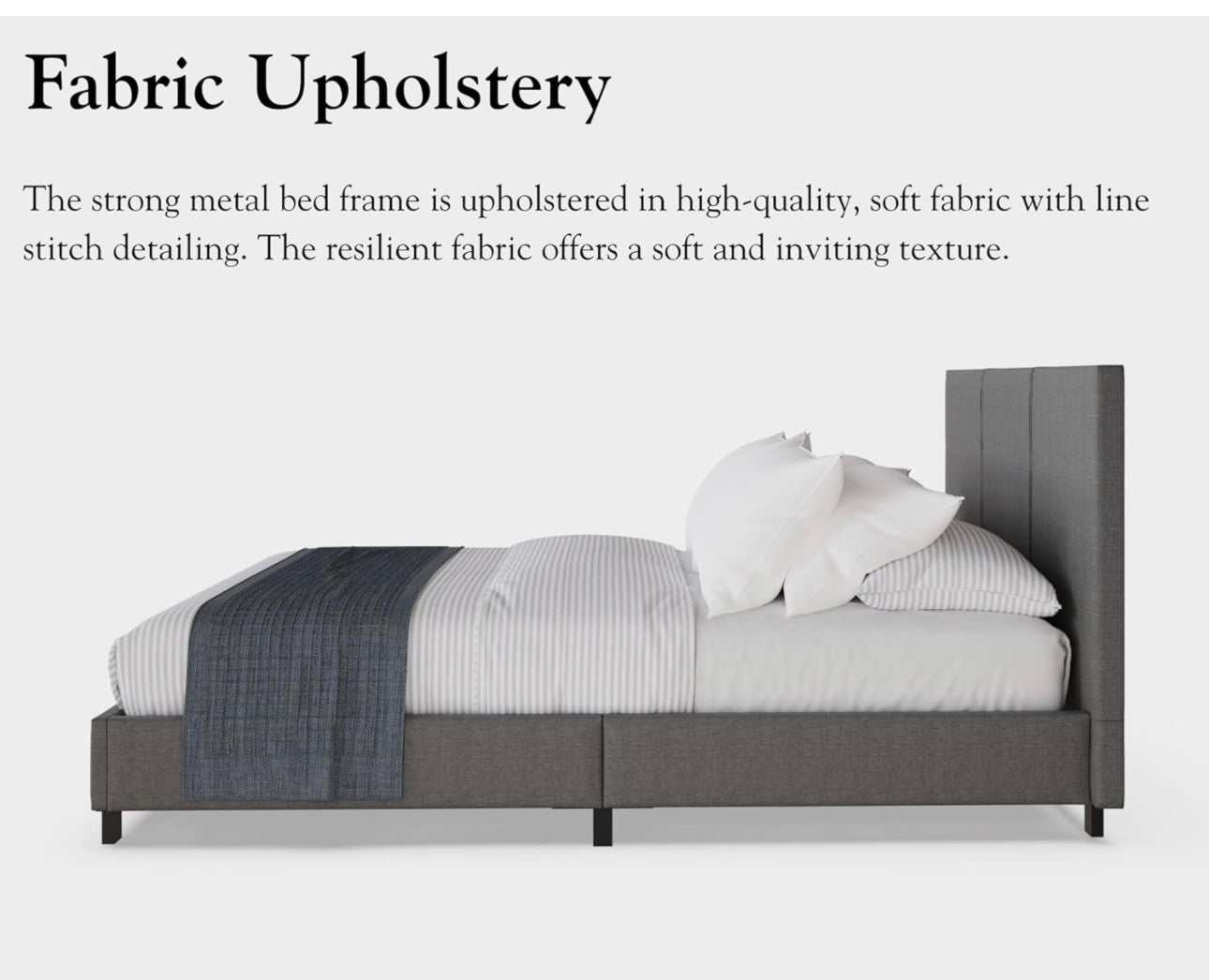 Double Bed Frame, 4ft 6 Double Bed with Headboard