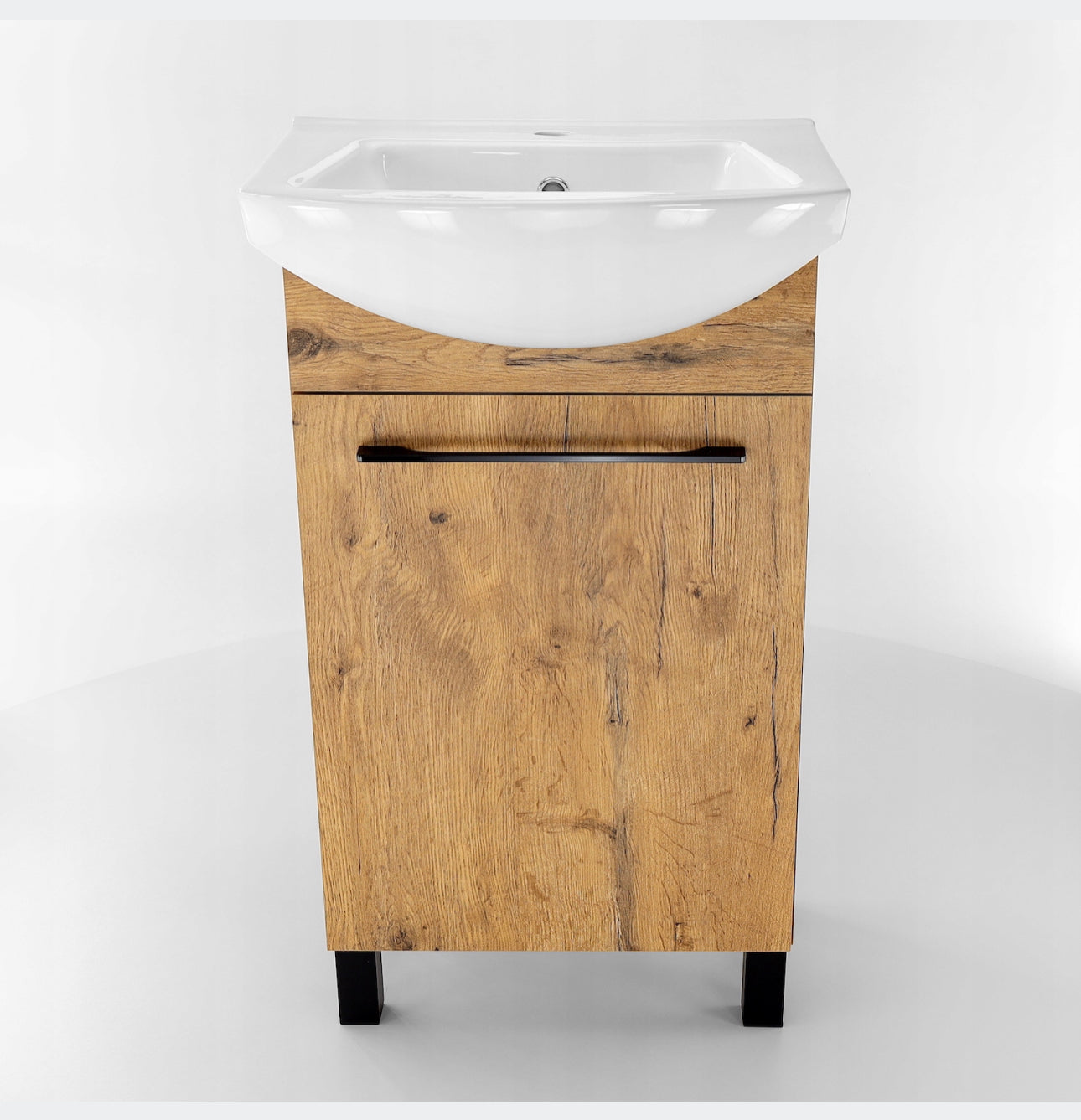 A solid bathroom cabinet with a 50cm washbasin