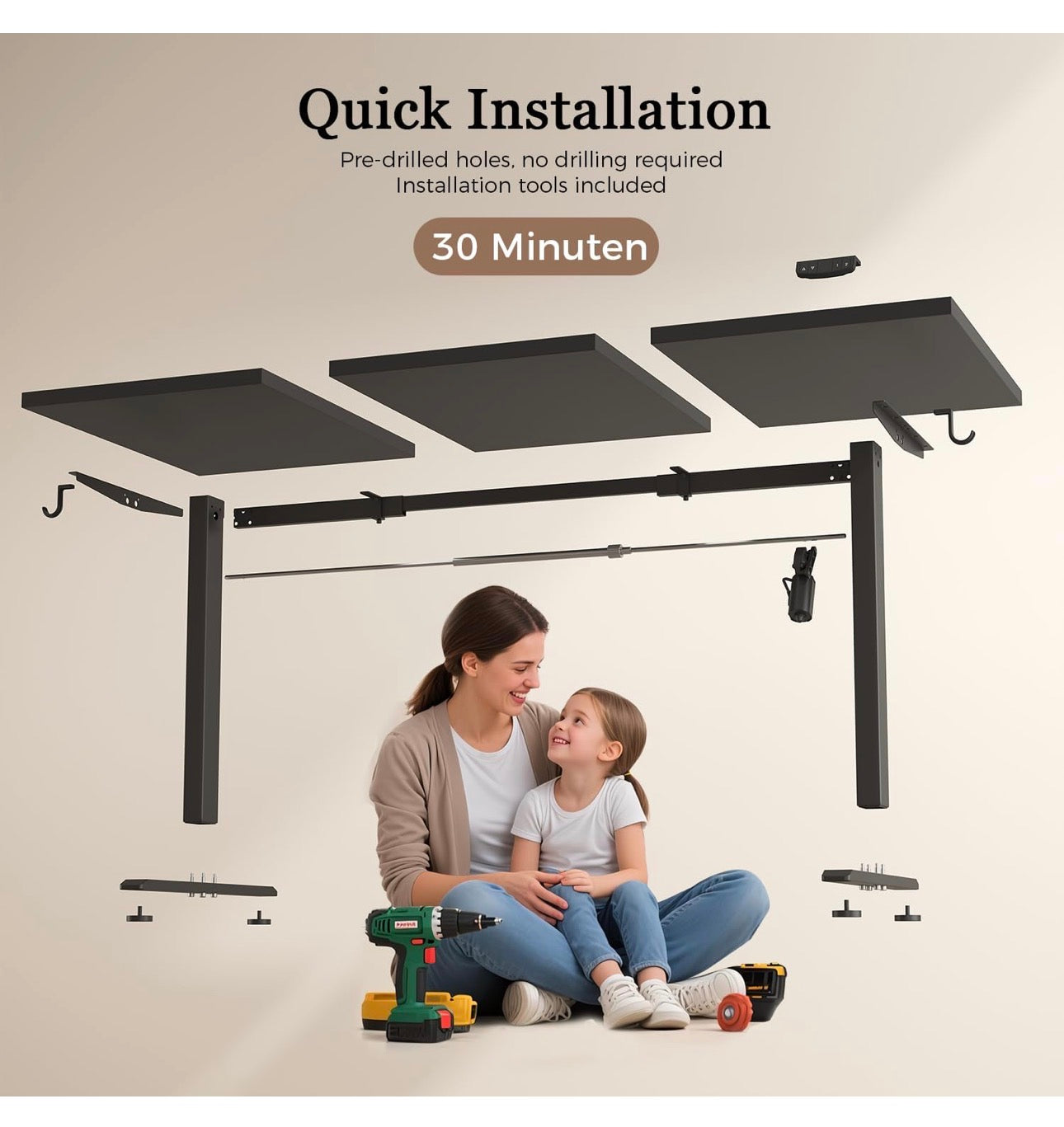 Height-Adjustable Desk, Electric Sit-Stand Office Desk, Computer Desk with 2 Memory Functions