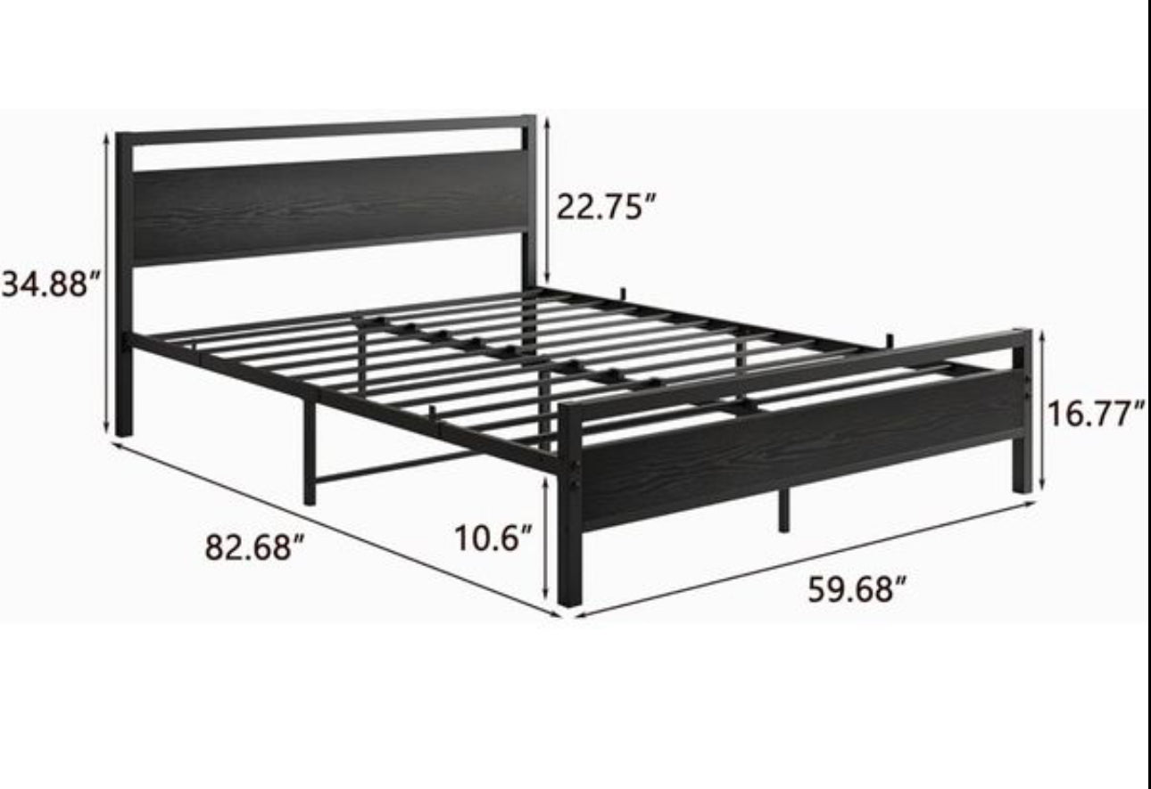 King Size Bed Frame with Wooden Headboard