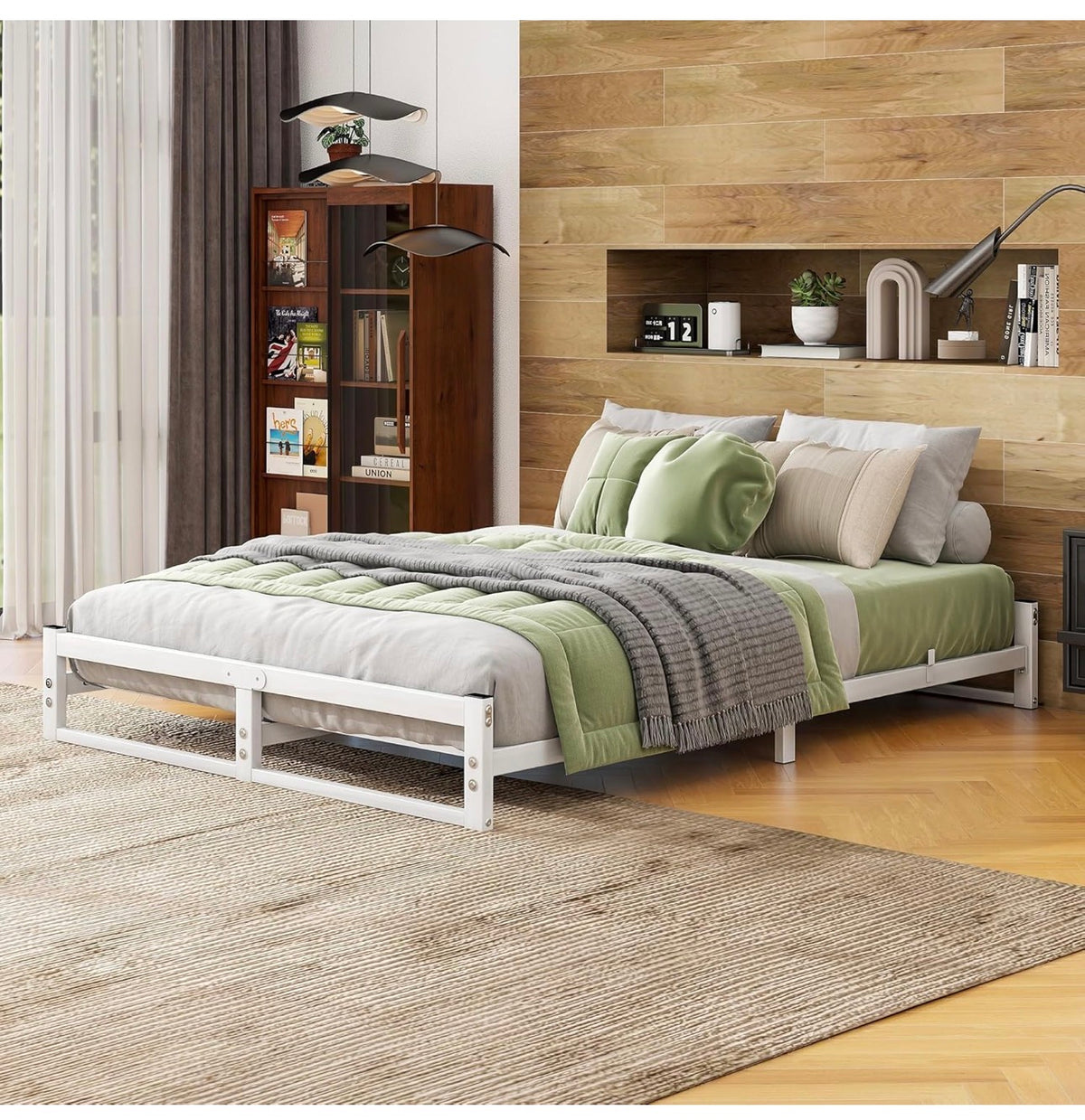 King Size Bed Frame,Metal Platform Low Bed Frame King Size,White
Bed Base with Heavy Duty Steel Slats,5ft Floor BedKing Beds,Mattress Foundation,No Box Spring Needed,Noise Free,Easy Assembly