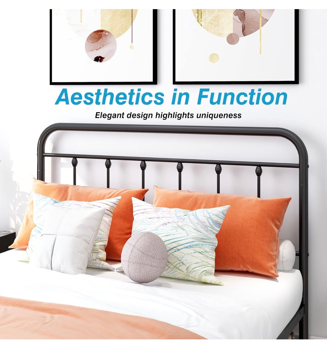 Double Bed Frame with Headboard and Storage Under Bed