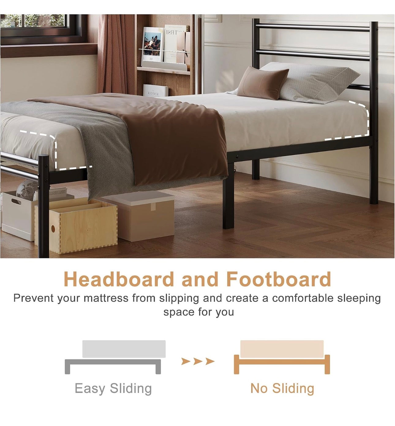 Single Bed Frame with Headboard and Footboard
3ft Metal Platform Bed Frame, 36 cm High, Modern Style, Under Bed Storage, Noise Free, Easy Assembly, Black