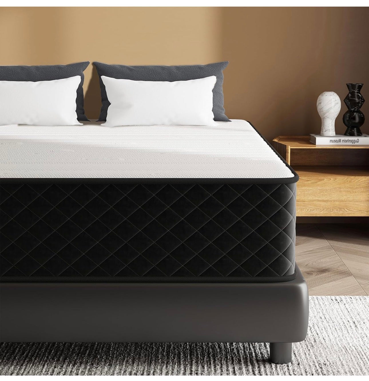 Extra Firm Double Mattresses, 25cm Thick Double Hybrid Mattress with Memory Foam and Individual Pocket Springs