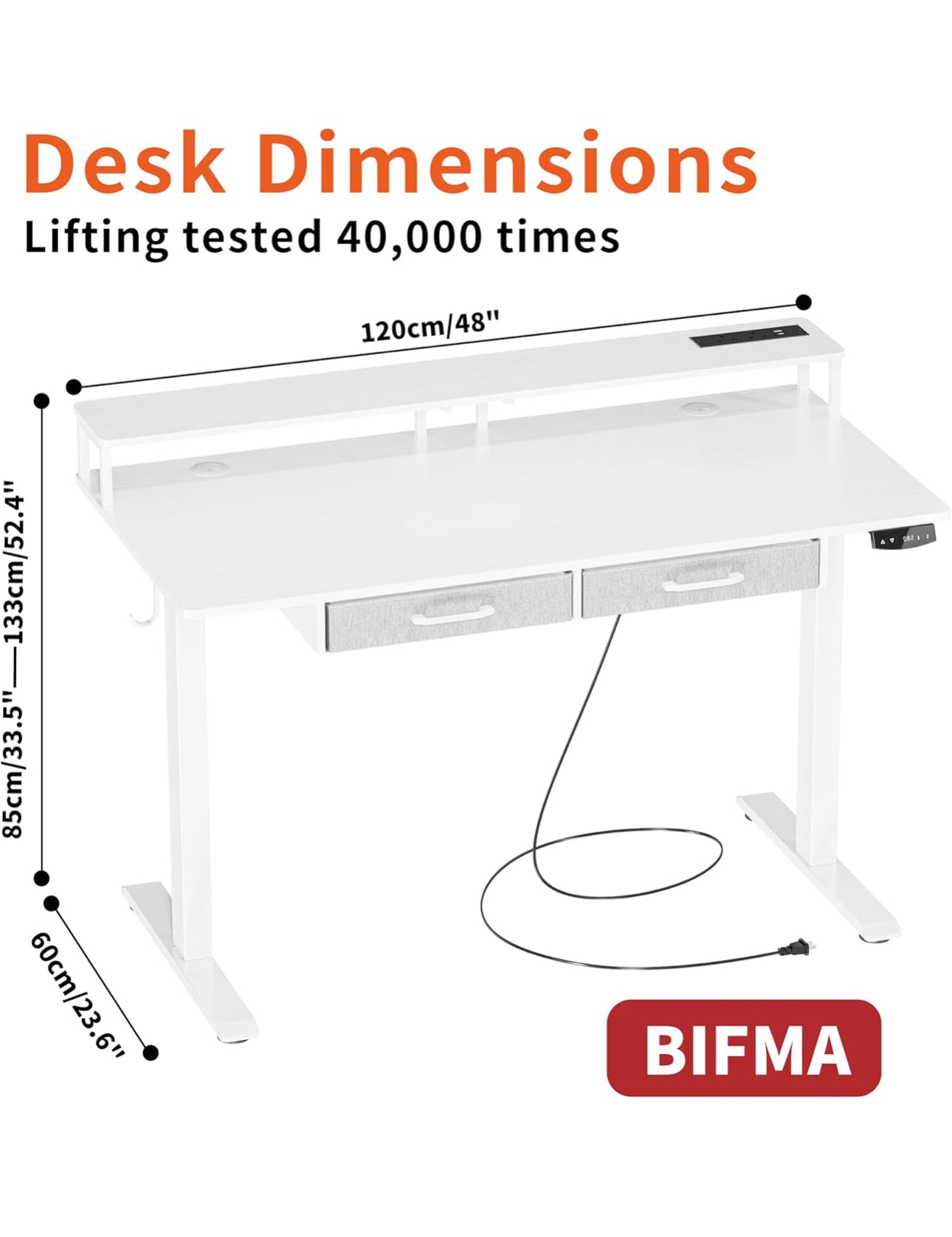 Height-Adjustable Desk with Monitor Stand