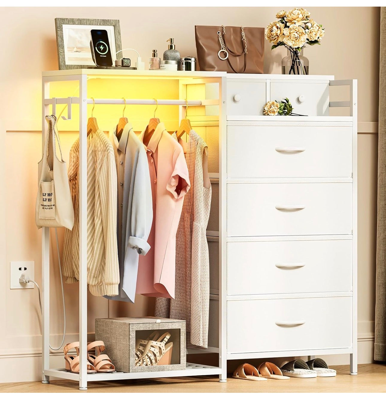 Chest of Drawers Bedroom with Hanging Rail, Built-