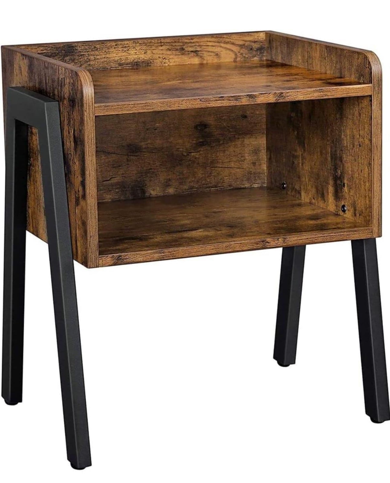 Nightstand, End, Stackable Side, Coffee Table with Open Front Storage Compartment, Retro Rustic Chic Wood Look, Accent Furniture with Metal Legs, Vintage , 42 x 35 x 52 cm