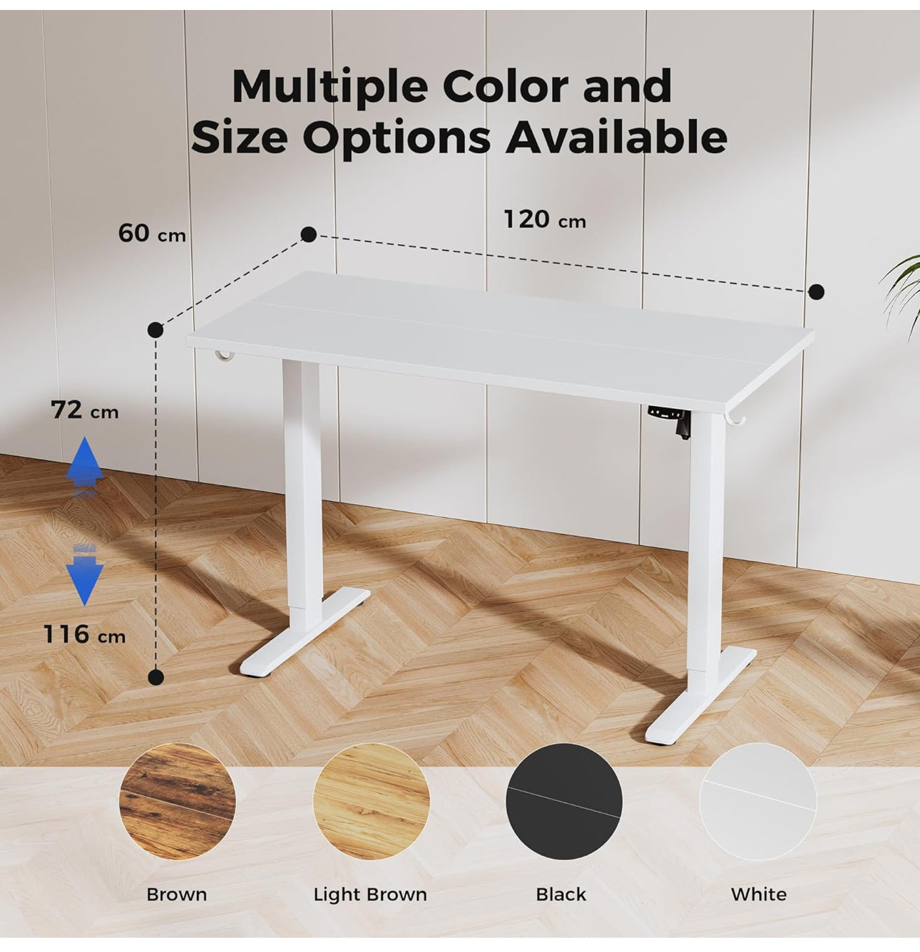 Electric Standing Desk, 120 x 60 cm Height Adjustable
