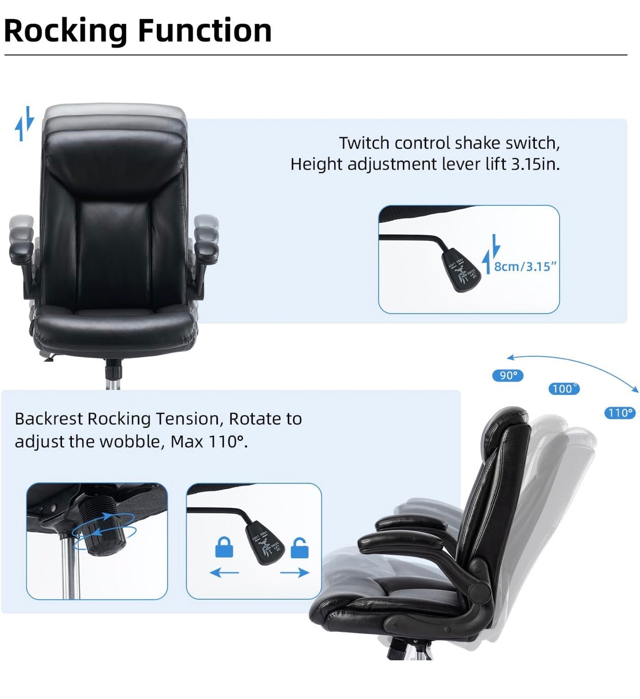 Executive Office Chair Swivel Work Chair Computer Desk Chair with Flip-up Armres