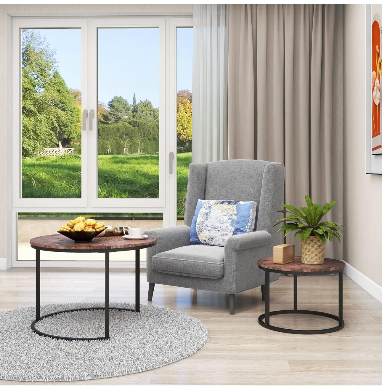 Round Coffee Tables Set of 2