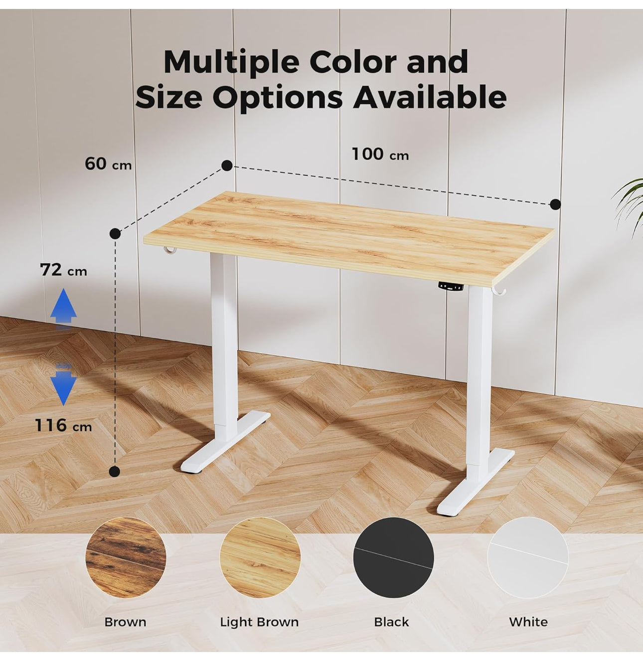 Electric Standing Desk, 100 x 60 cm Height Adjustable Sit Stand Desk