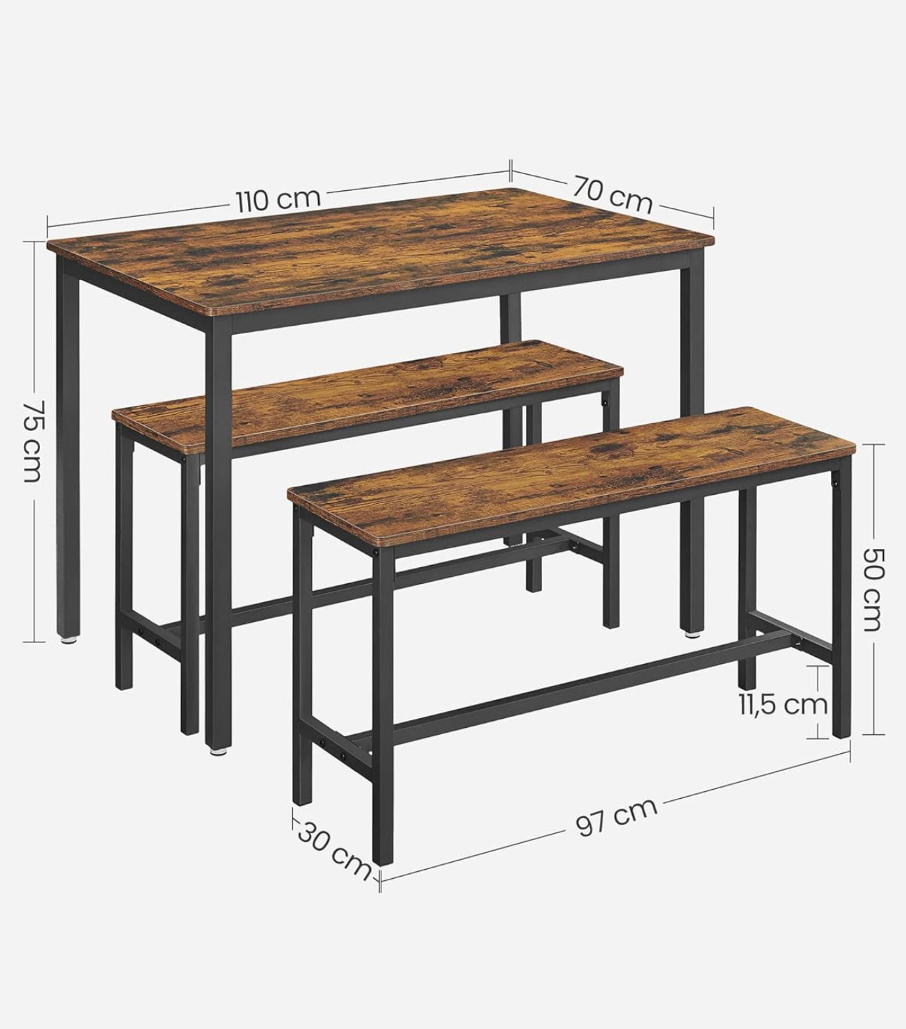 Dining Table with 2 Benches