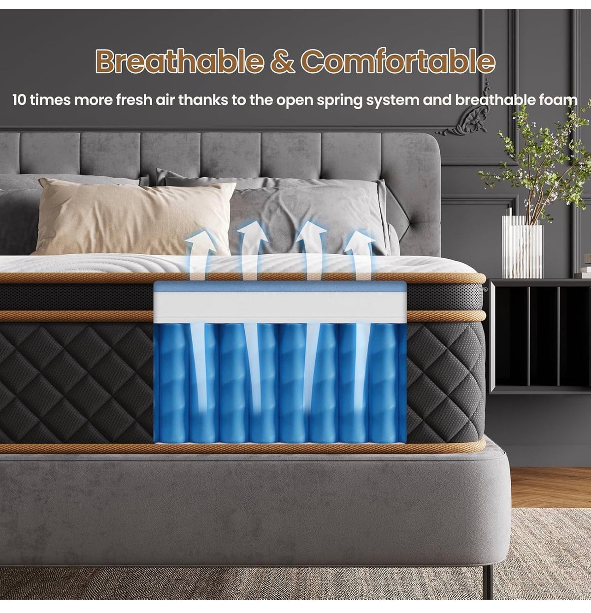 3FT Memory Foam & Pocket Spring Hybrid Mattress 90x190x26cm
10'' Height Single mattress in a box, Edge Support, High-compression coils, Breathable Soft Fabric, Pressure Relief