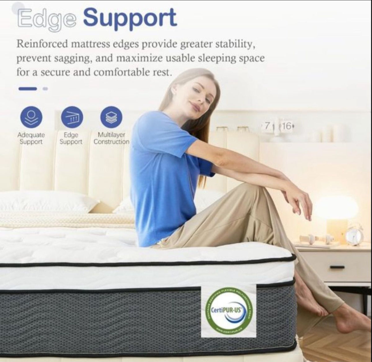 Double Mattress,11 Inch Hybrid Mattress 4FT6 with