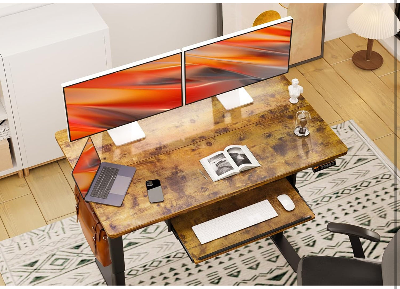 Electric Standing Desk with Keyboard Tray, 140x60cm