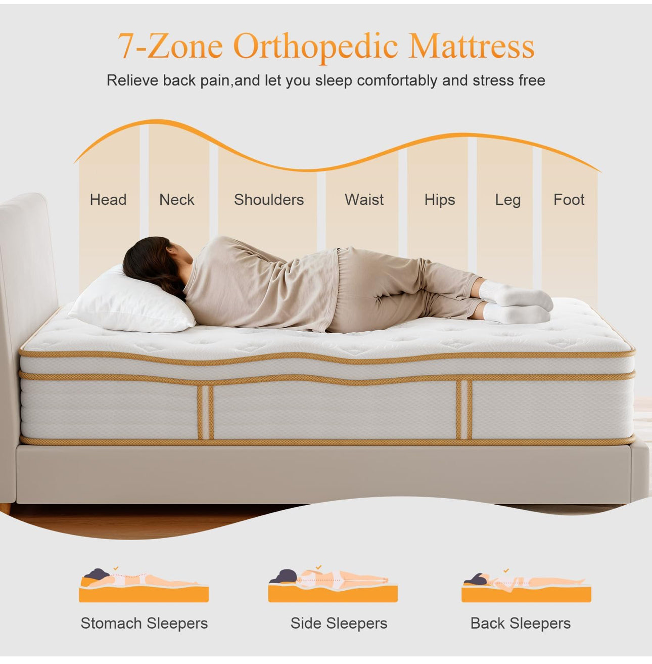 Double Mattress 10.6 Inch Memory Foam Hybrid Medium Firm, 135x190x27cm