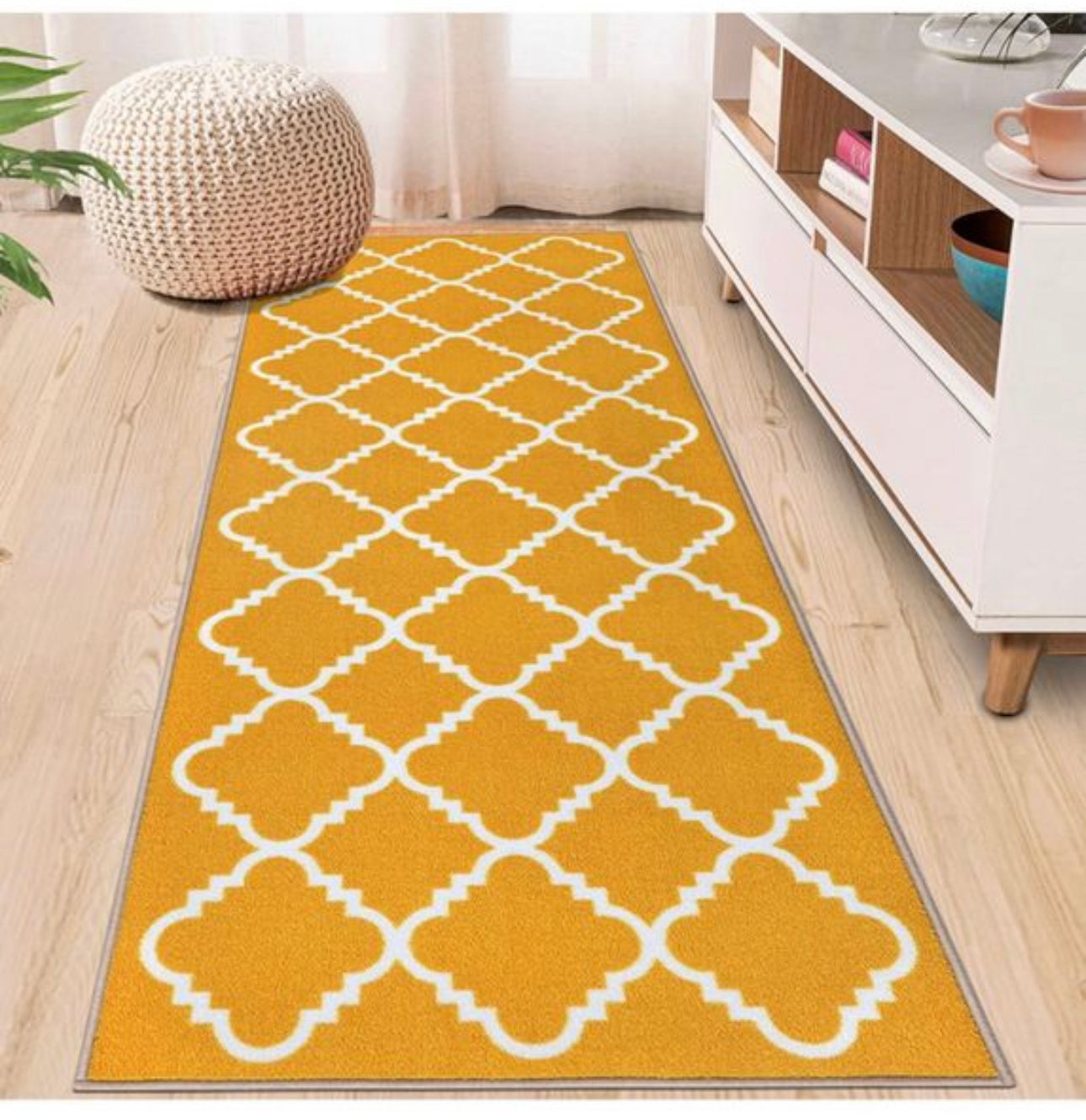 Runner Rug for Hallways Non Slip 65x180cm yelow/grey