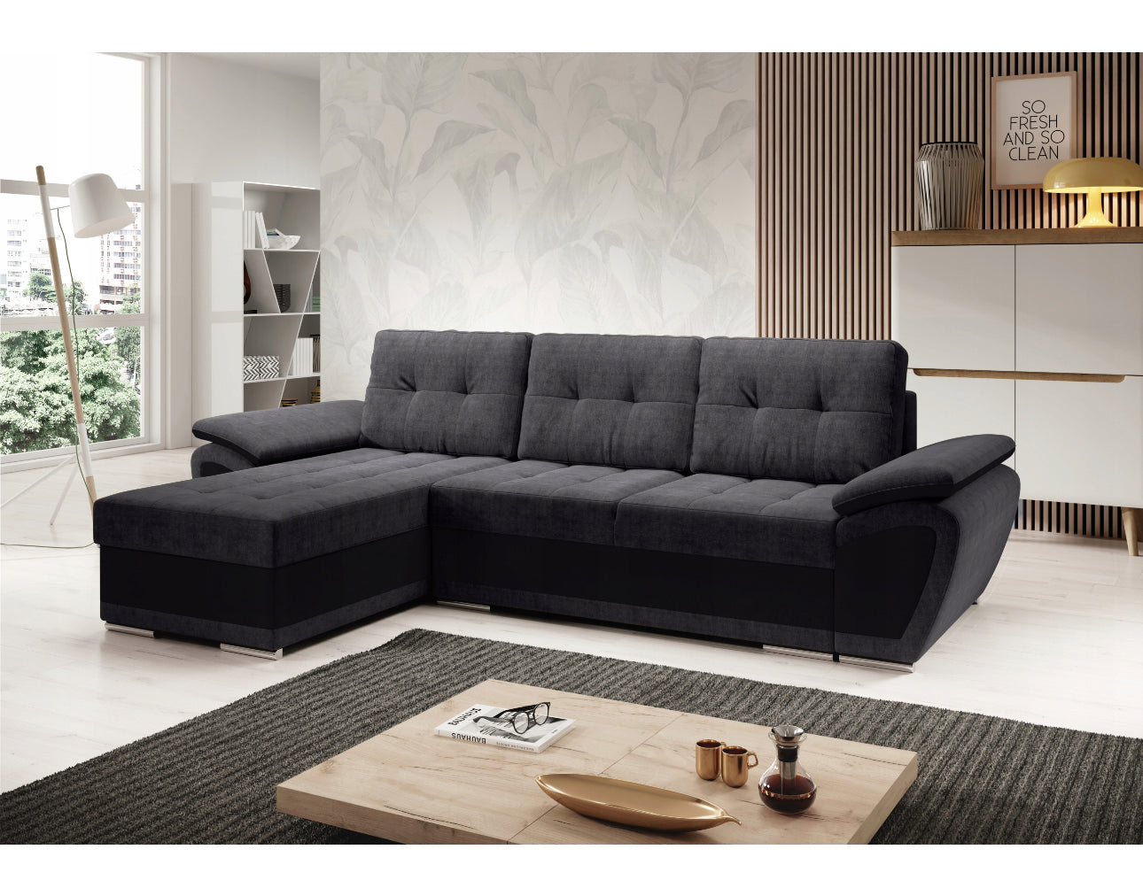 Corner sofa with sleeping function