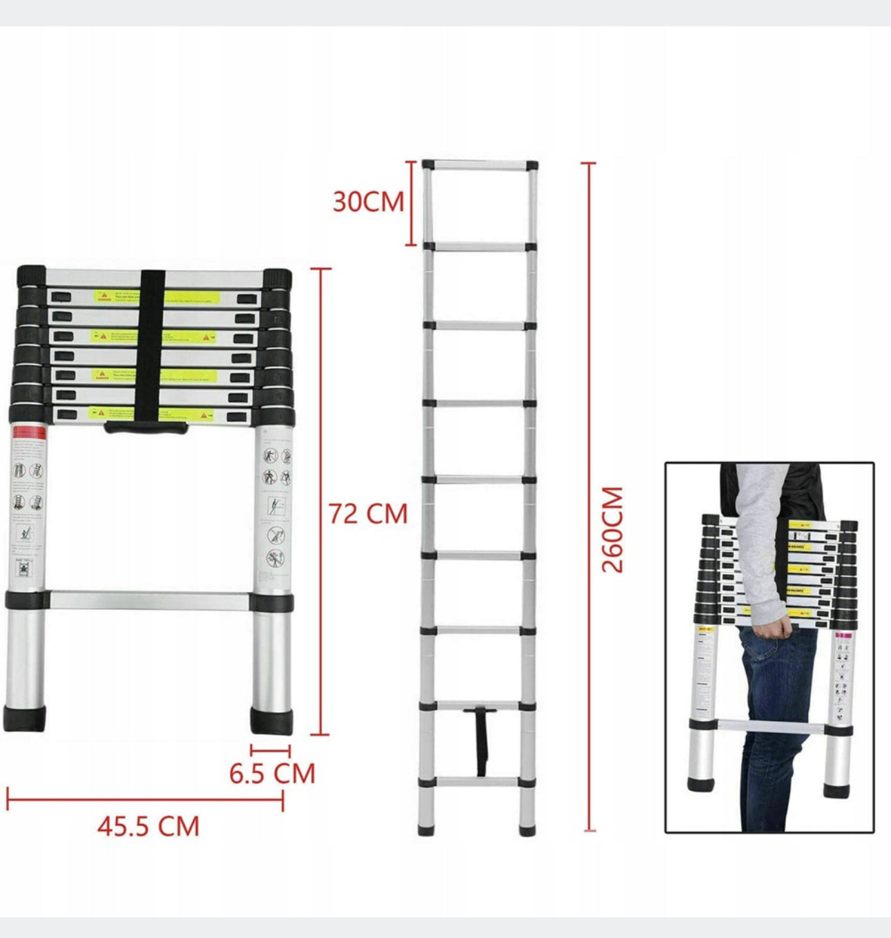 2.6 M Folding Telescopic Ladder Length 150kg