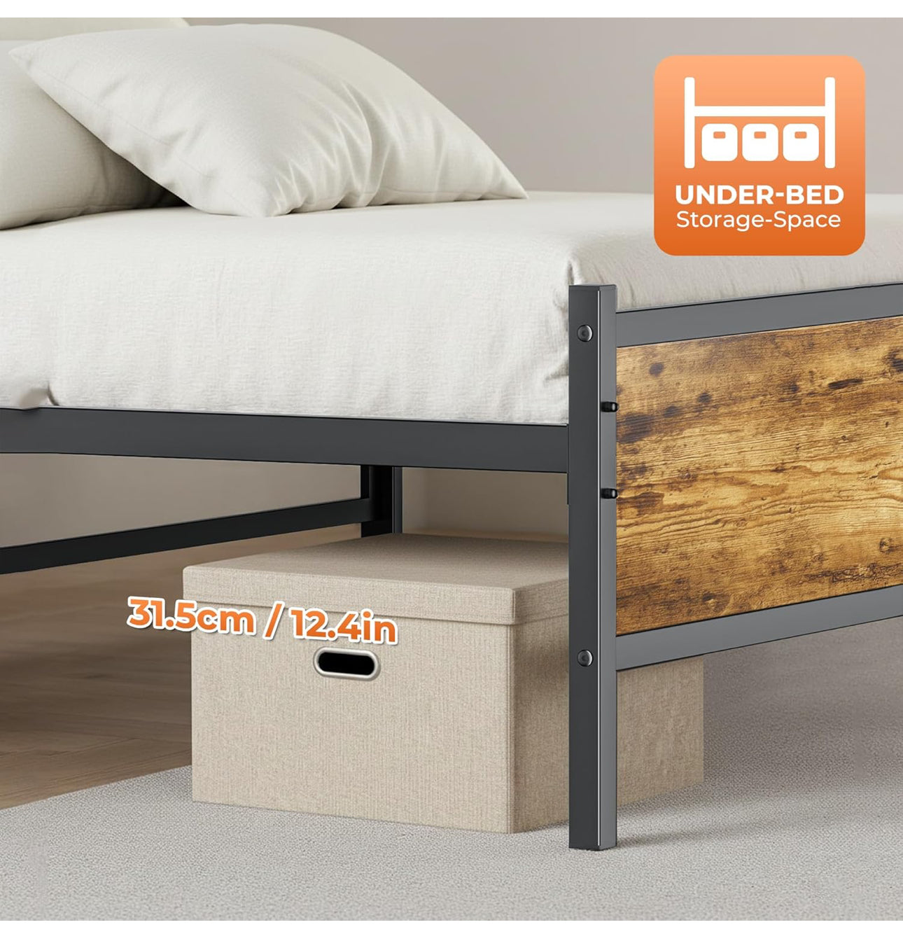 4ft6 Double Bed Frame with Headboard