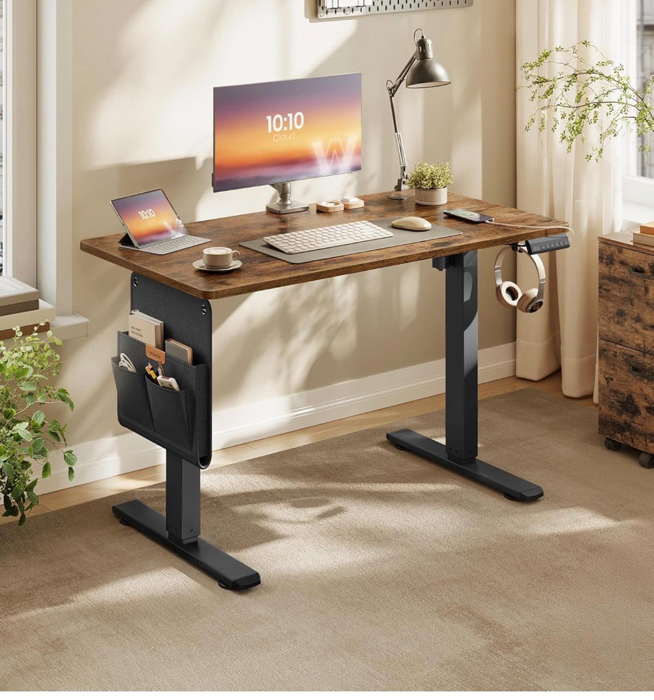 Electric Standing Desk, Height Adjustable Desk, 100 x 60 cm, Continuous Adjustment