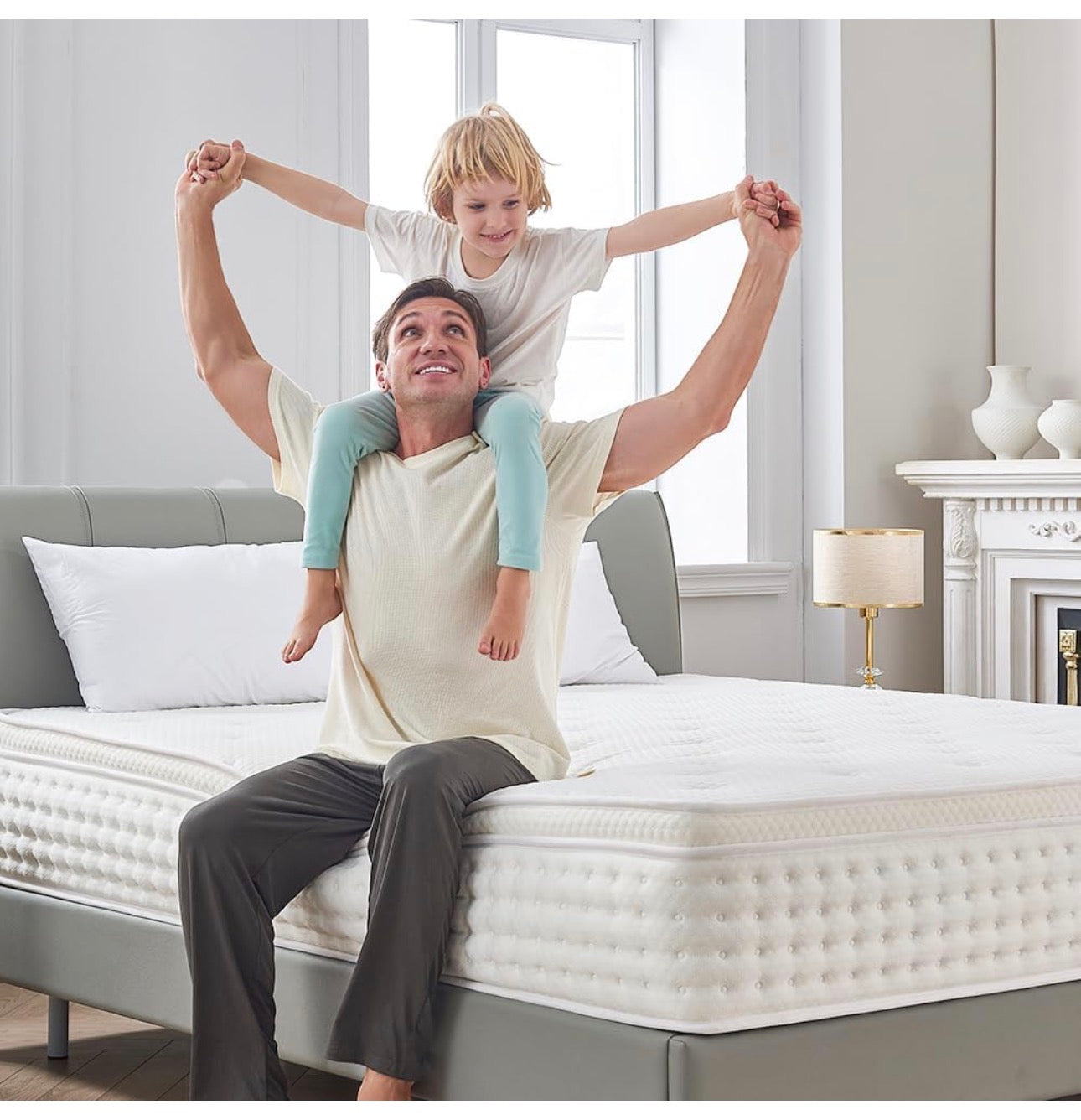 Double Mattress,10.2 INCH Hybrid Memory Foam and Individually Pocket Spring,4FT6 Double Bed Mattress Medium Firm,Ergonomic Pressure Reducing,Improve Sleeping(135x190x26cm)