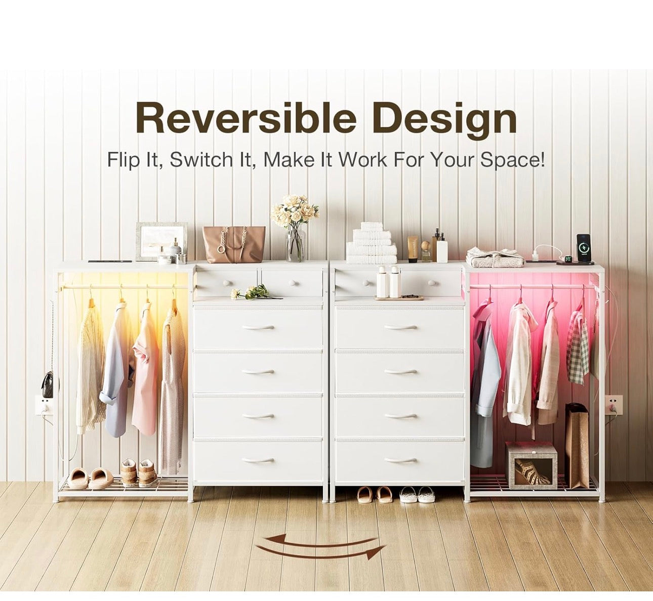 Chest of Drawers Bedroom with Hanging Rail, Built-