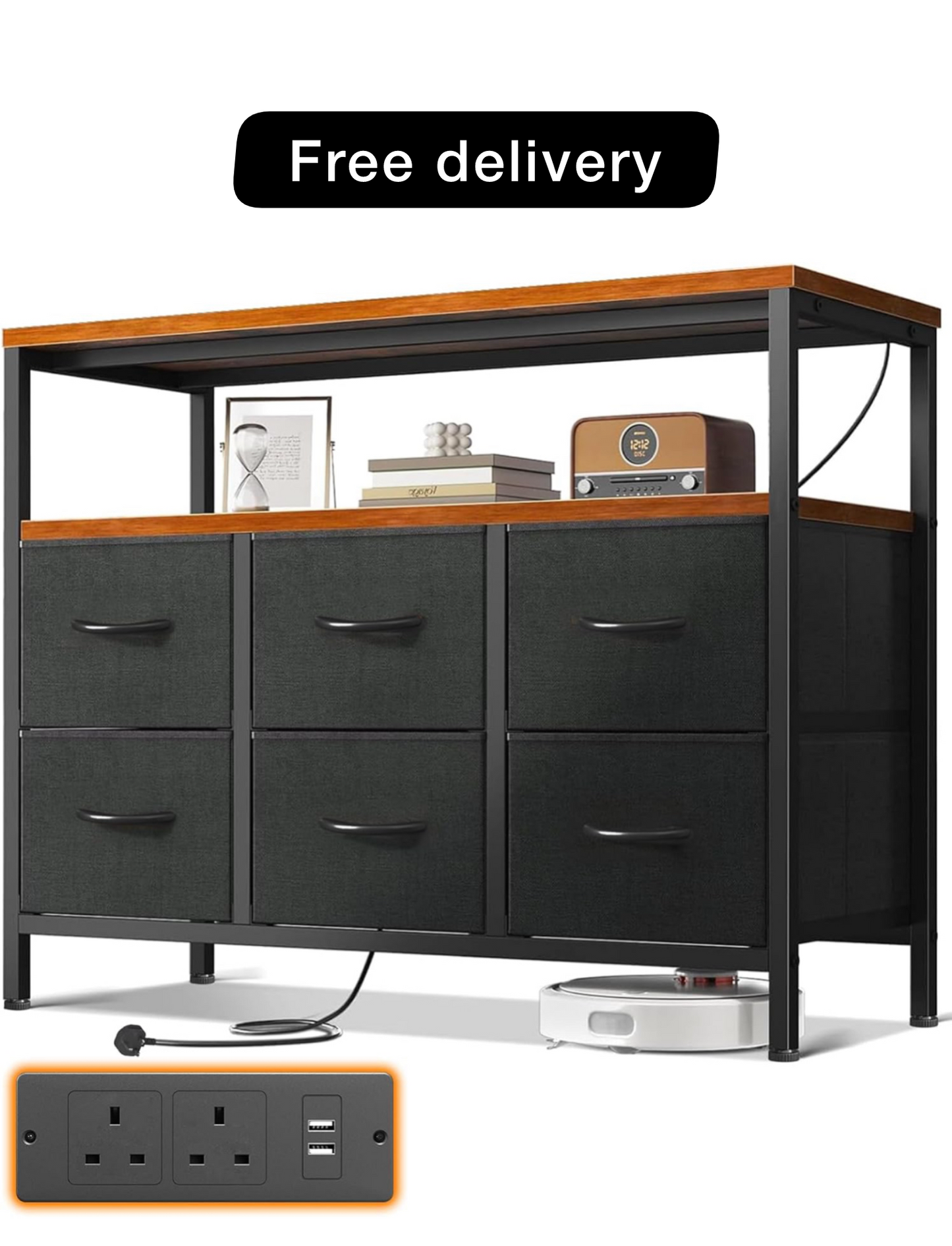 Chest of Drawers Bedroom with 6 Drawers Retro Color