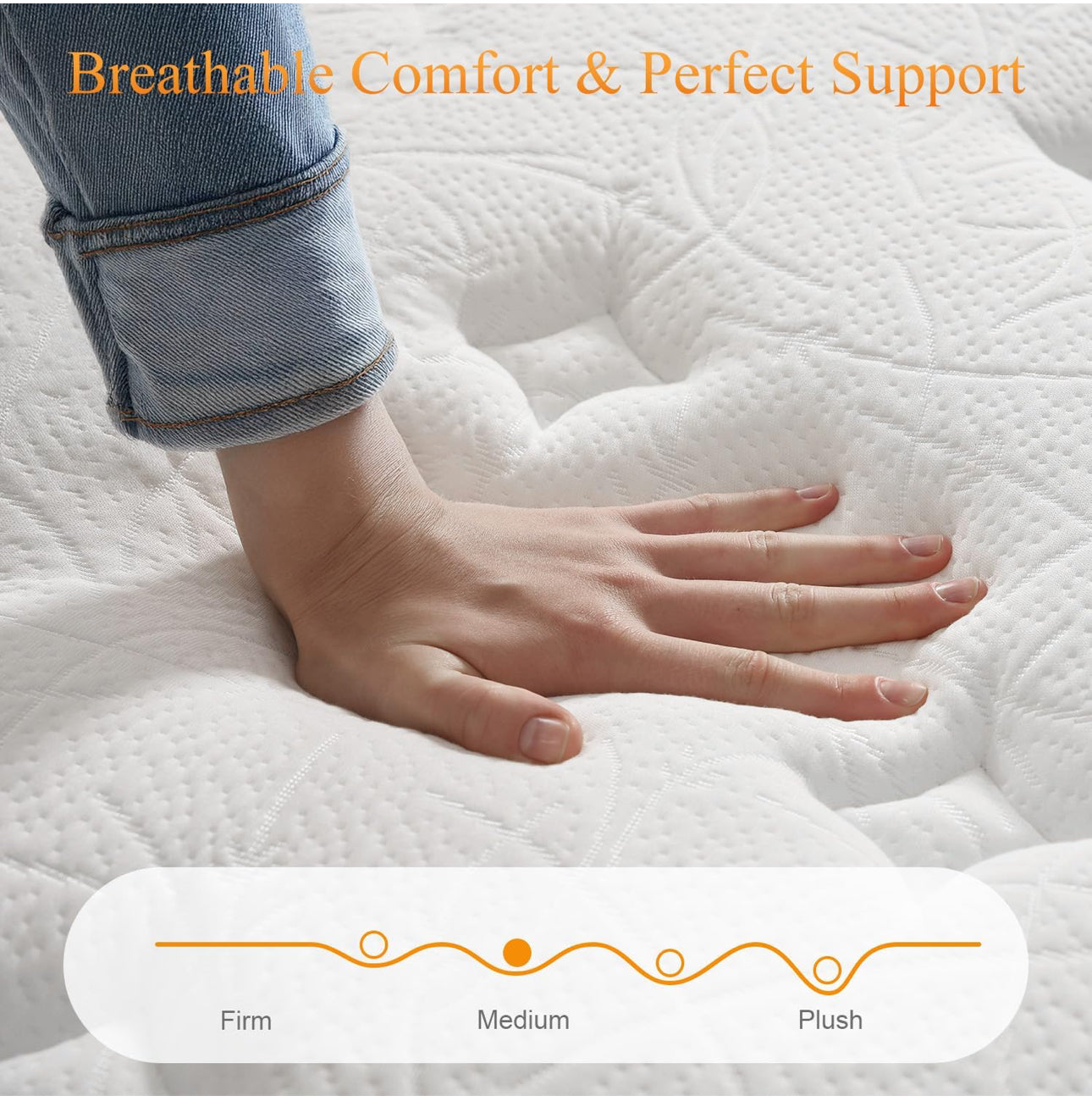 Double Mattress 10.6 Inch Memory Foam Hybrid Medium Firm, 135x190x27cm