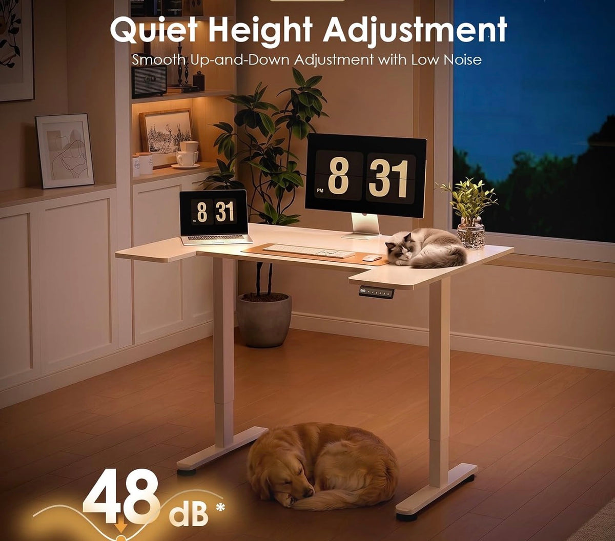 Height Adjustable Desk, U Shaped Standing Desk with 3 Memory Presets
120×70cm Electric Sit Stand Desk, Ergonomic Wrap Around Computer Table, Ultra Quiet Motor for Home Office Living Room,