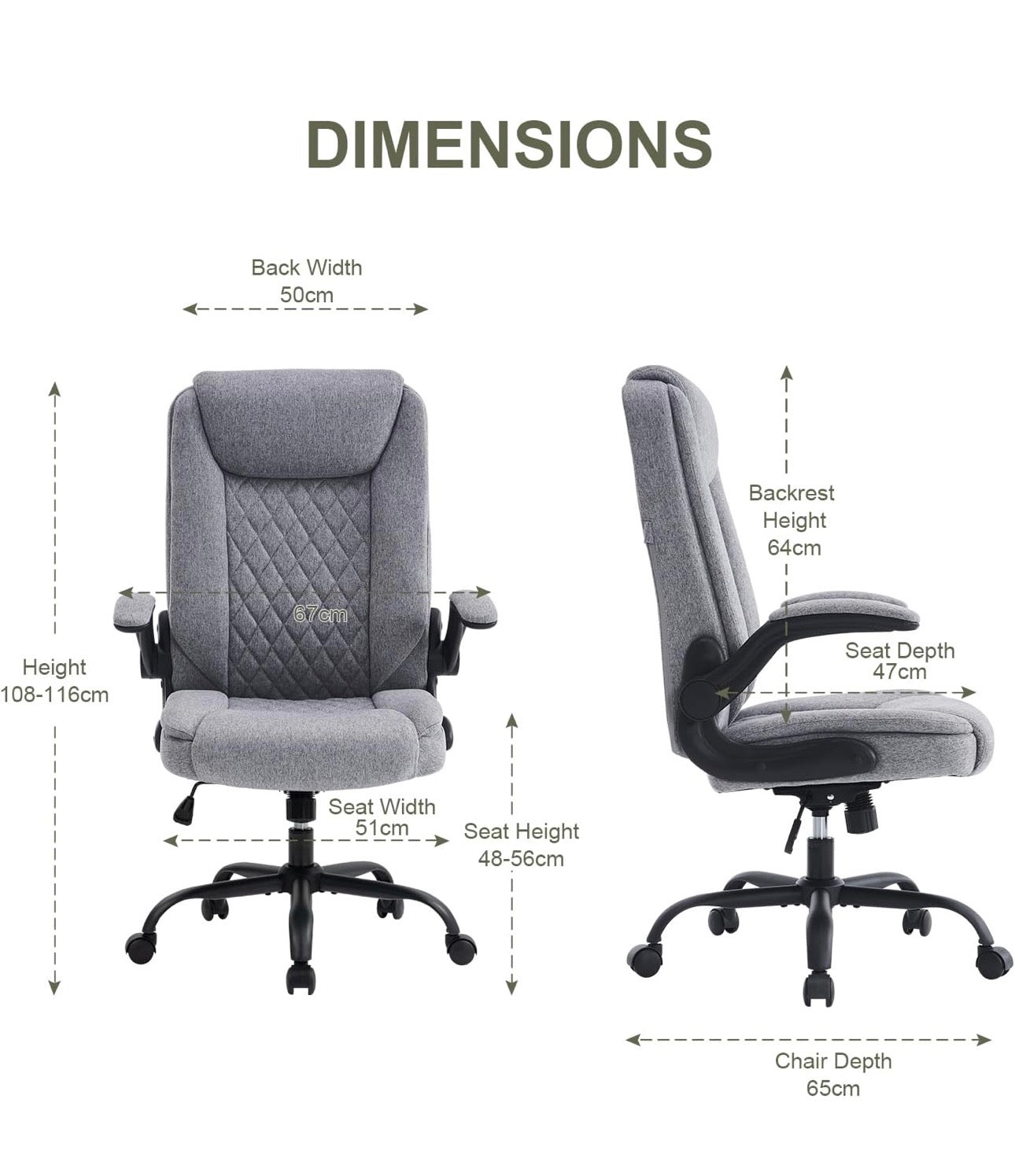 Ergonomic Office Chair Computer Chair Executive Office Chair with Flip Up Armrest High Back