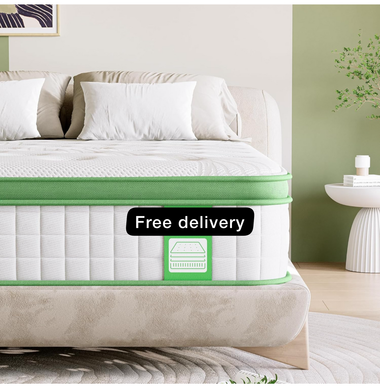 Single, 10 Inch Hybrid Mattress, Medium Firm
with Gel Memory Foam