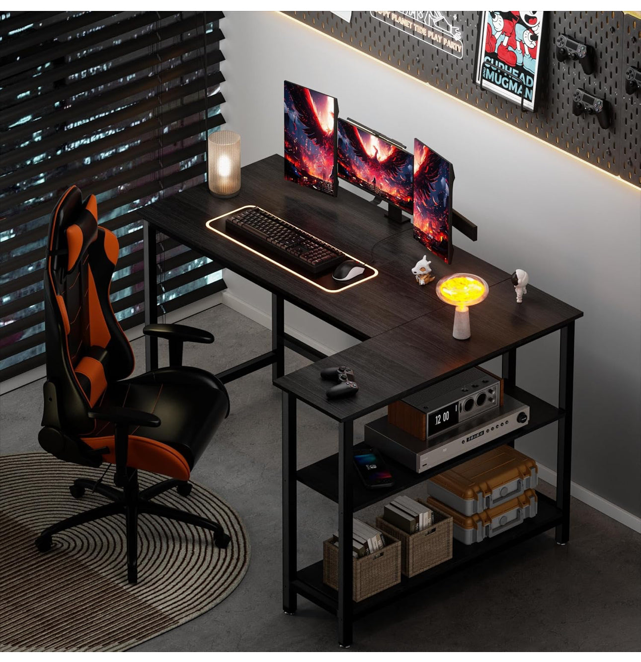 L Shaped Desk, 110x80cm Gaming Computer Desk