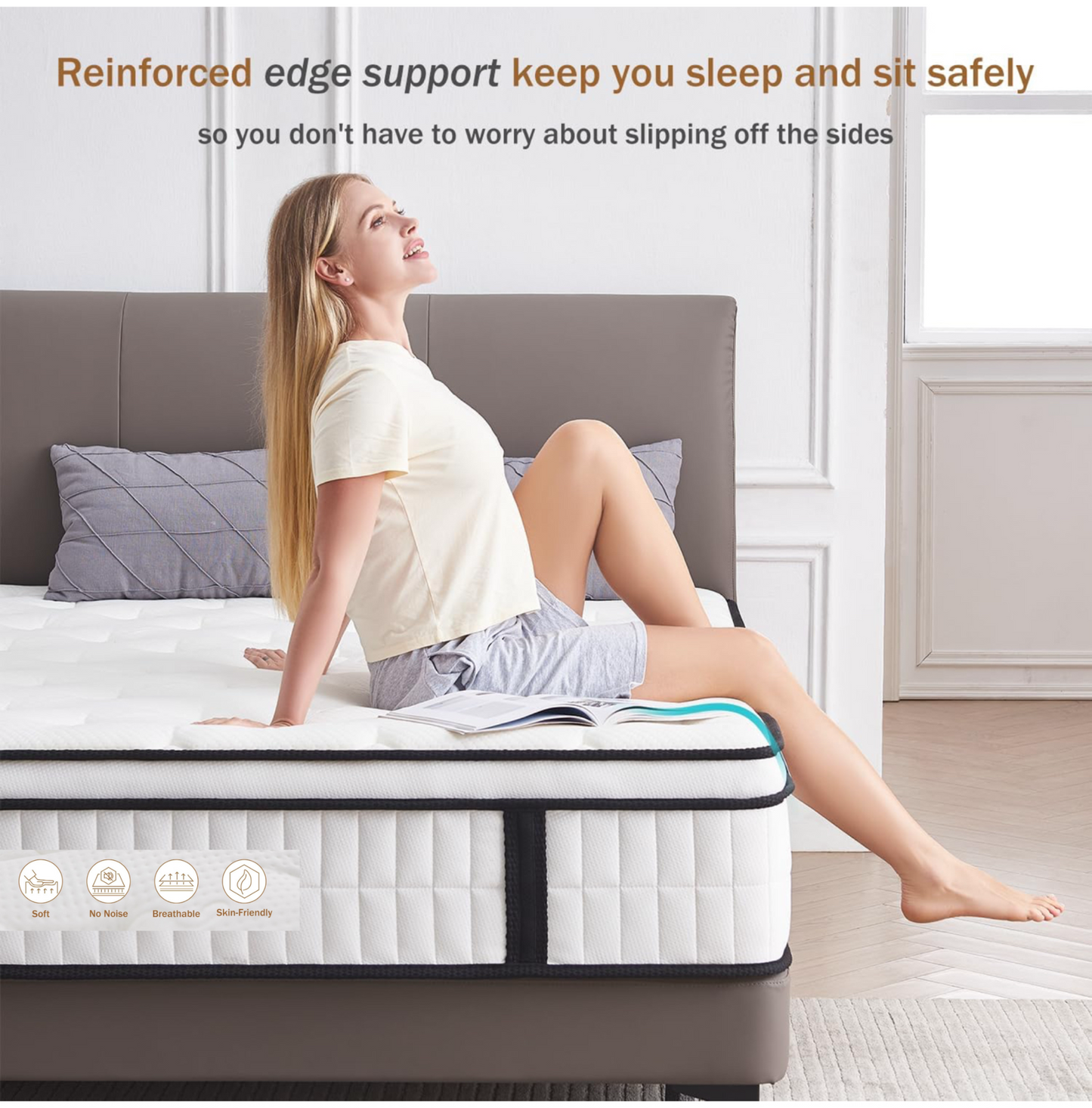 4FT Small Double Mattress, 10.2 INCH Medium Firm Memory Foam Pocket Sprung Hybrid Mattress Orthopedic