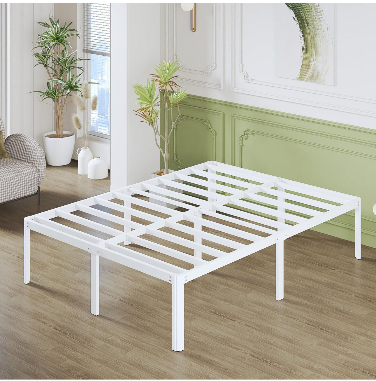 High White King Size Bed Frame 5ft with Rounded Corners