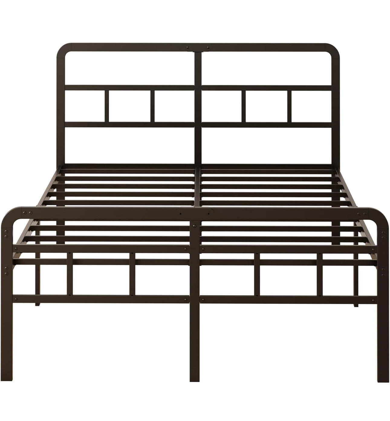 Small Double Bed Frame 4ft with Curved Headboard and Footboard, 46cm Height