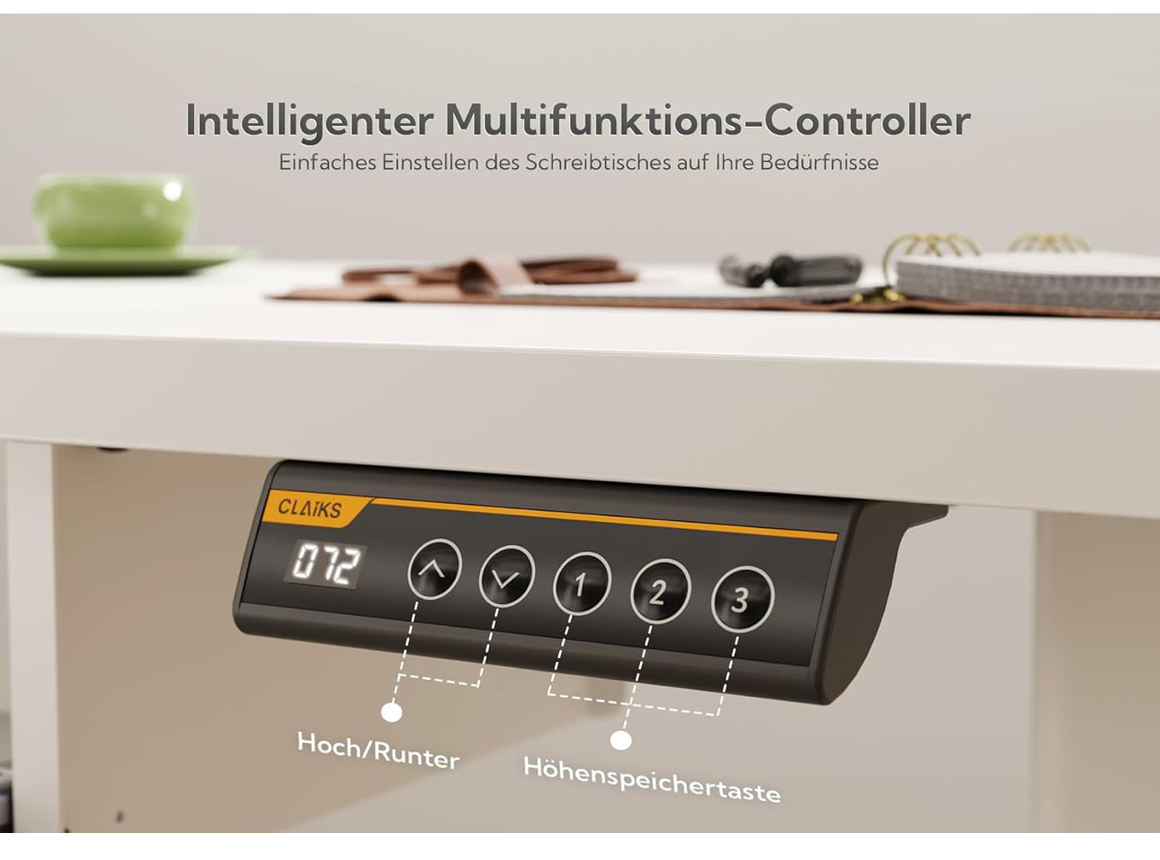 Electric Standing Desk with Keyboard Tray, 140x60