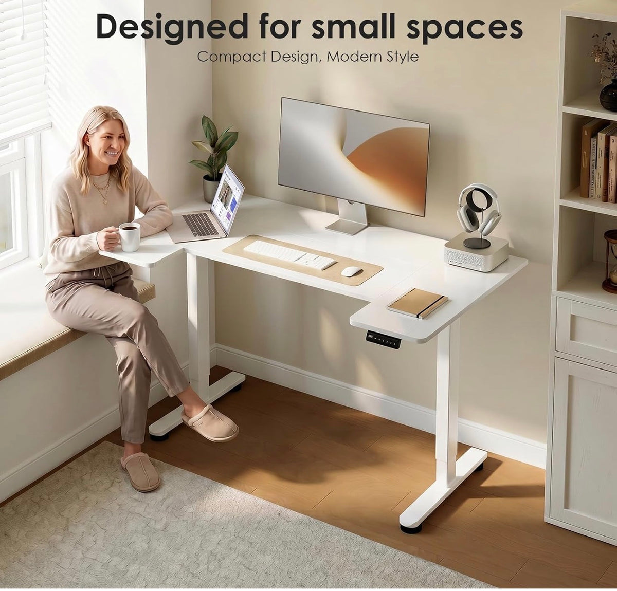 Height Adjustable Desk, U Shaped Standing Desk with 3 Memory Presets
140×70cm Electric Sit Stand Desk, Ergonomic Wrap Around Computer Table, Ultra Quiet Motor for Home Office Living Room, White