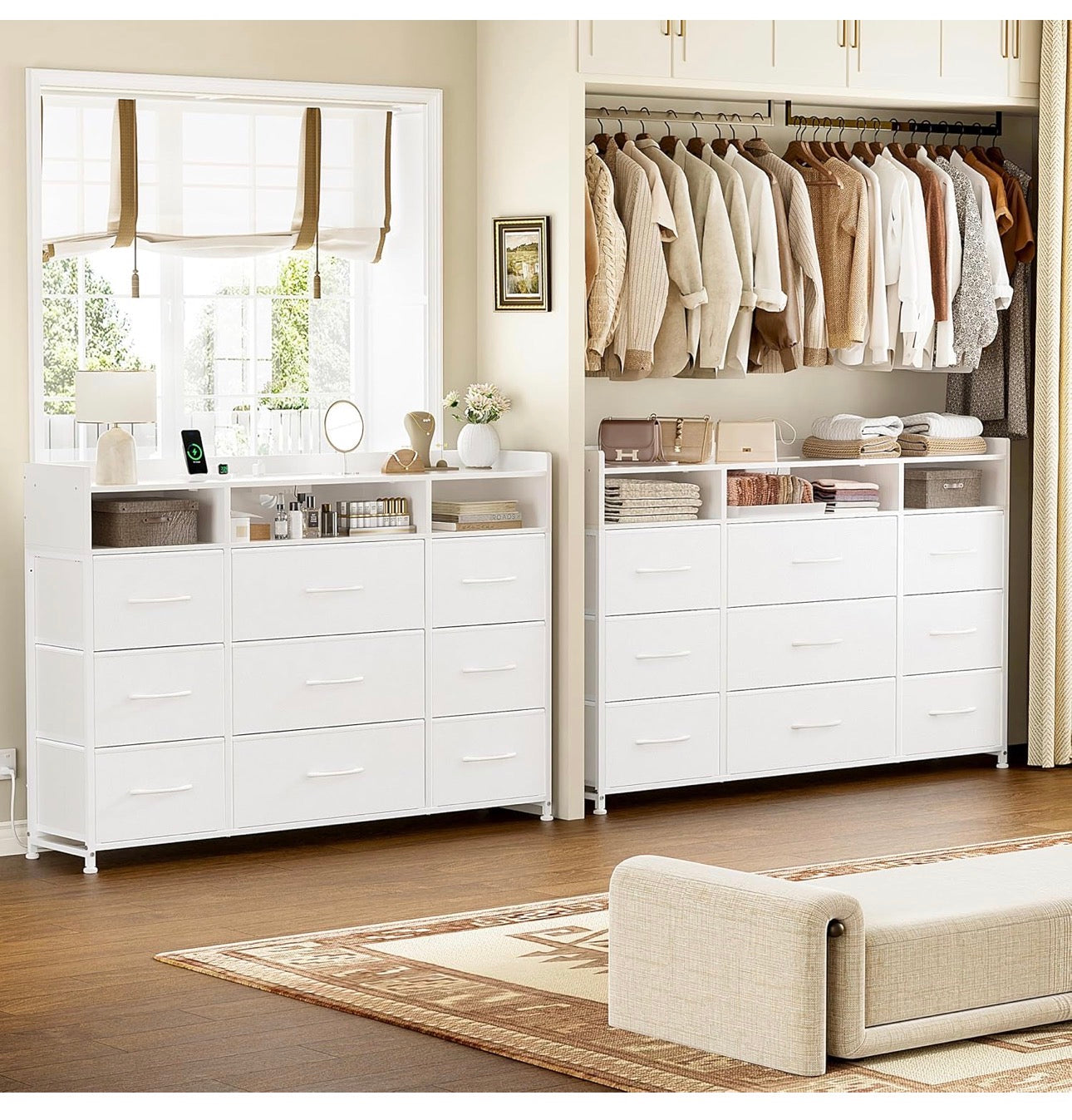 Chest of Drawers with Charging Station and LED Light